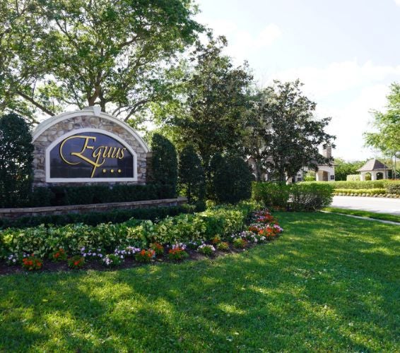 equus front sign and foliage